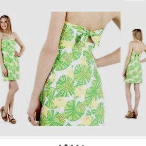- Lilly Pulitzer Strapless Franco Dress Green/ White Frog Print